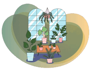 Plantas em apartamento ou casa ilustração artística arte gráfica para o site Terrestro
